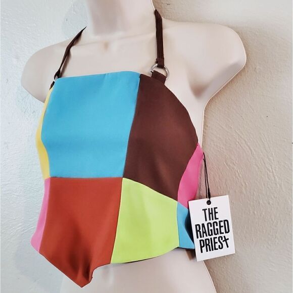 The Ragged Priest Rodeo Patchwork Halter Top Size Medium NWT - Picture 6 of 8